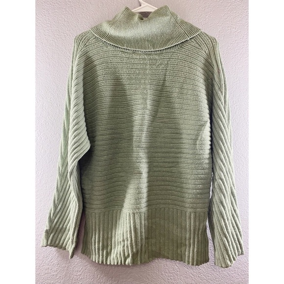 Anthropologie Moth Ribbed Turtleneck Knit Green Sweater - Picture 11 of 13